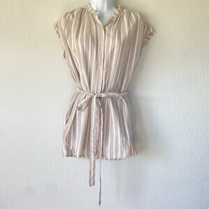 Lucky Brand Beige Striped Blouse